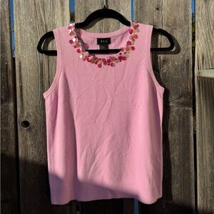 Vintage Pink Sweater Tank Top with Sequin Details